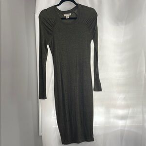 Elegant Olive Green Long Sleeve Maternity Dress